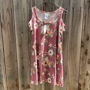 Planet Gold Cold Shoulder Dress in Mesa Rose Combo Print